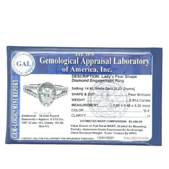 Pear Shape Diamond Engagement Ring 14k Gold 0.81 TCW Certified $5,490 121439 - Picture 14 of 14